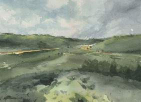 Sunlit Green Horizon IX by Raj Kr Singh, Painting | Mojarto