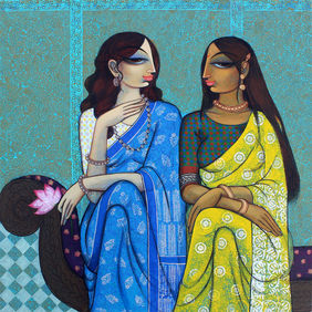Dialogue Between Friends by Varsha Kharatmal , Painting | Mojarto