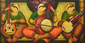Melody of Tradition by Anupam Pal, Painting | Mojarto