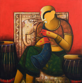 The Melodic Horn by Anupam Pal, Painting | Mojarto