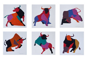 Color & Force ( a set of 6 works / each 8x8 inch ) by Prasanta Acharjee, Painting | Mojarto