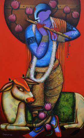 Flute of the Infinite by Anupam Pal, Painting | Mojarto