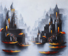 Holy Banaras by Somnath Bothe, Painting | Mojarto