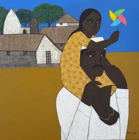 Father and Daughter by Nagnath Ghodke, Painting | Mojarto