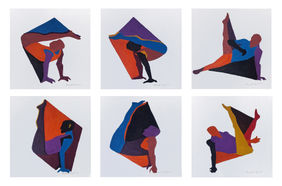 Forms in Motion ( a set of 6 works / each 8x8 inch ) by Prasanta Acharjee, Painting | Mojarto