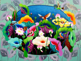 Lotus pond -26 by Sk Nur Ali, Painting | Mojarto