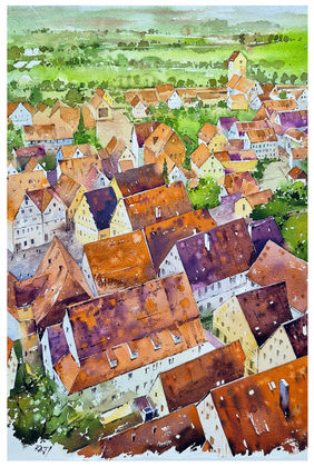 The View From Above by Raji Pavithran, Painting | Mojarto