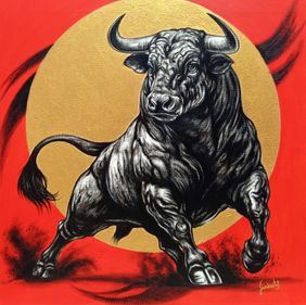 Power of bull energy  by Sanket A Sawant, Painting | Mojarto