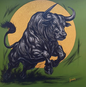 Power of bull energy II by Sanket A Sawant, Painting | Mojarto