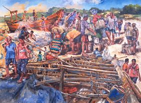 Fisherman by Krishnapada Maity, Painting | Mojarto