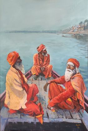 Sadhus of Varanasi by Arpita Dasgupta, Painting | Mojarto