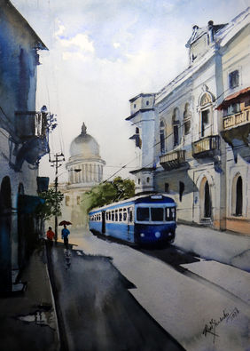 Street of Kolkata by Krishnendu Chatterjee, Painting | Mojarto