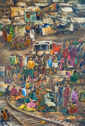 Slum by Krishnapada Maity, Painting | Mojarto