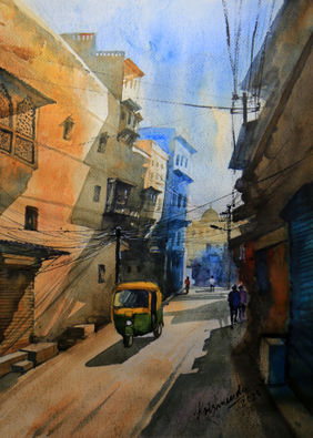 Street of Delhi by Krishnendu Chatterjee, Painting | Mojarto