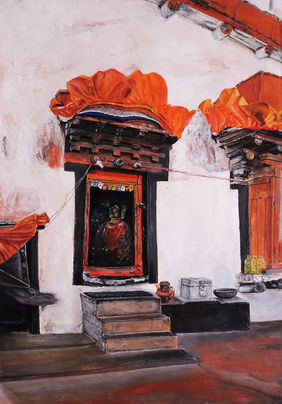 LADAKH MONASTERY.2 by Badal C Majumdar, Painting | Mojarto