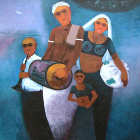 The Dombari Return Home by Dipak Asole, Painting | Mojarto
