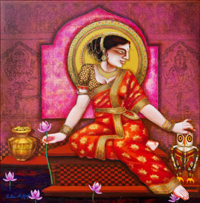 Lakshmi 14 by Gautam Mukherjee, Painting | Mojarto