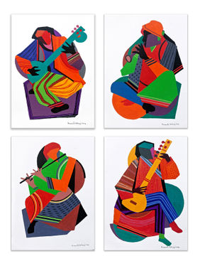 Songs in Fragments 2 ( a set of 4 works / each 8.2x11.5 inches ) by Prasanta Acharjee, Painting | Mojarto