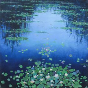 Water lilies -26-4 by S Ambekar, Painting | Mojarto