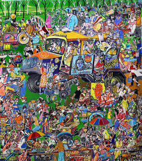 gram yatra a( journey of village) by Arun Mishra, Painting | Mojarto