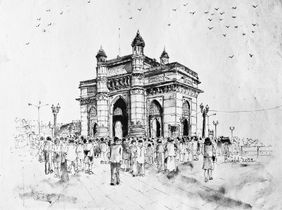 Gate Way of India by Badal C Majumdar, Drawing | Mojarto
