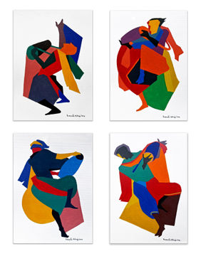 Human Symphony ( a set of 4 works / each 8.2x11.5 inches ) by Prasanta Acharjee, Painting | Mojarto