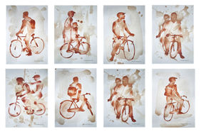 Pedalling Through Life ( a set of 8 works / each 8.2x11.5 inches ) by Prasanta Acharjee, Painting | Mojarto