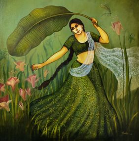 Green Paradise-3 by Monalisa Sarkar Mitra, Painting | Mojarto