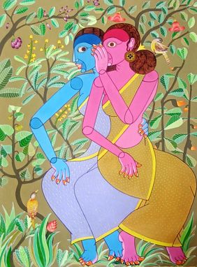 THE GOSSIPERS by Pramod Neelakandan , Painting | Mojarto