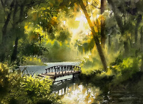 Whispering stream by Sunil Linus De, Painting | Mojarto