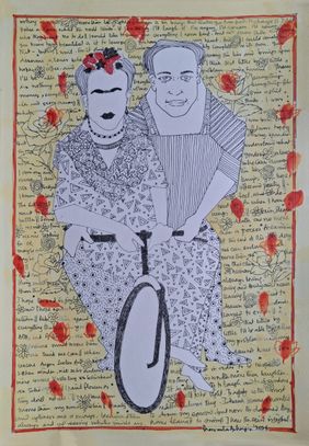 Frida's Garden of Memories - 1 by Prasanta Acharjee, Painting | Mojarto