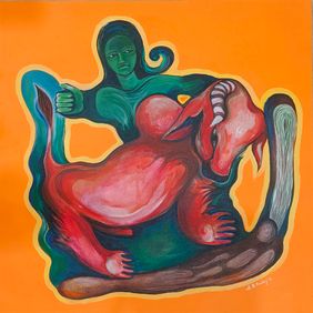 Mahishasur Mardini by Ashok Bhaskar Pandey, Painting | Mojarto