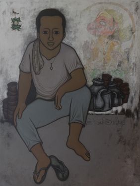 TEA SELLER  by H S Bhati, Painting | Mojarto