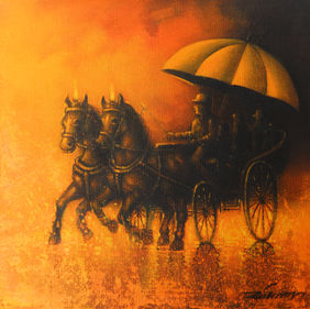 Rhythmic Monsoon Ride by Somnath Bothe, Painting | Mojarto
