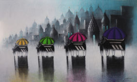 Rhythmic Monsoon Ride by Somnath Bothe, Painting | Mojarto