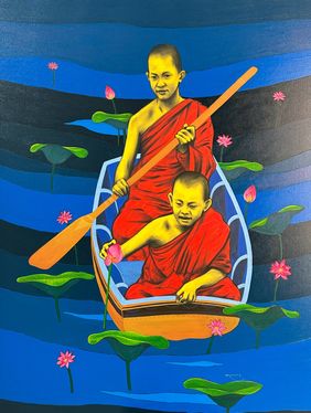 Lotus Collector  by Yashpal Nandgaonkar, Painting | Mojarto
