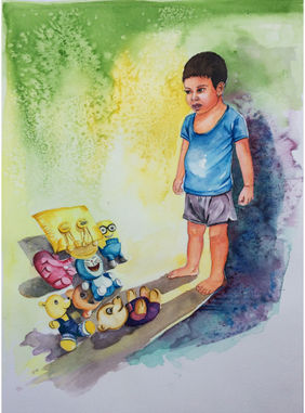 A kid's shadow. by Jitendra art studio, Painting | Mojarto