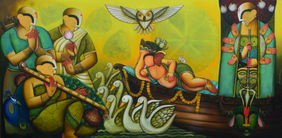 agomoni (durga) by Anupam Pal, Painting | Mojarto