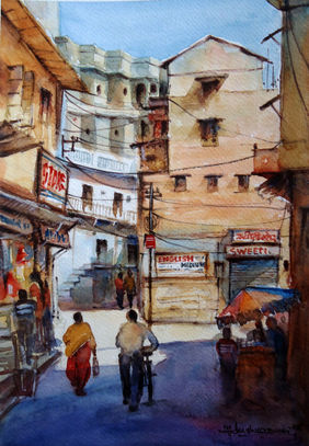 Beauty of street  by Ram Kumar Maheshwari, Painting | Mojarto