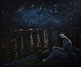 Starry Dream Night by Uttam Bhattacharya, Painting | Mojarto