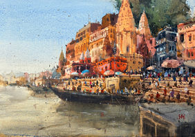 Varanasi Ghat  by shailesh meshram, Painting | Mojarto