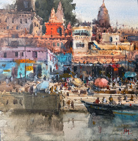 Varanasi Ghat by shailesh meshram, Painting | Mojarto