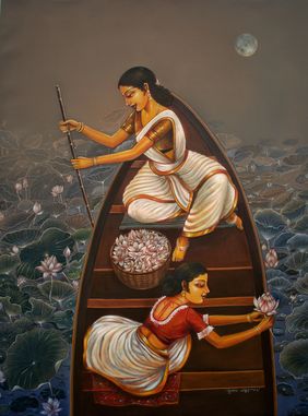 Whispers of Water Lilies by Sumon Naskar, Painting | Mojarto