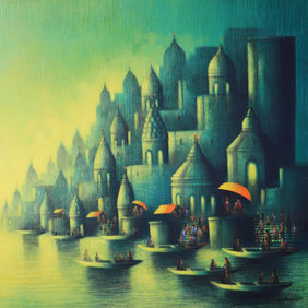 The Monsoon Soul of Banaras by Somnath Bothe, Painting | Mojarto