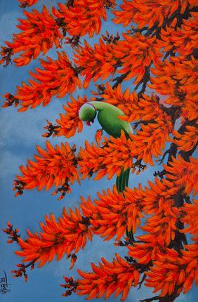Vermillion dreams 2 by Uttam Bhattacharya, Painting | Mojarto