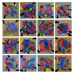 Kashi Kaleidoscope ( a set of 16 works / each 8x8 inches ) by Prasanta Acharjee, Painting | Mojarto