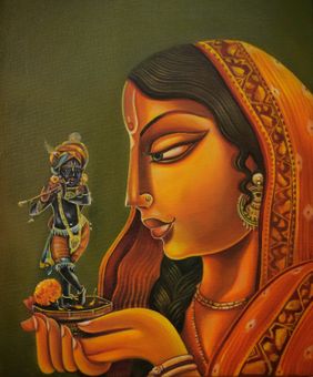 In devotion to Krishna by Sumon Naskar, Painting | Mojarto