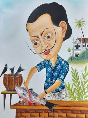 Goa series - Salvador Dali in Goa by Bhaskar Chitrakar, Painting | Mojarto