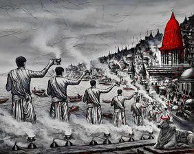 The Eternal Light of Kashi  by Ananda Das, Painting | Mojarto