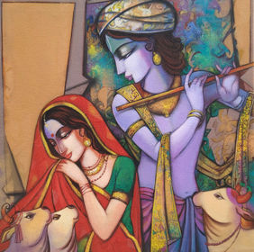 Echoes of Divine love by Anindya Mukherjee, Painting | Mojarto